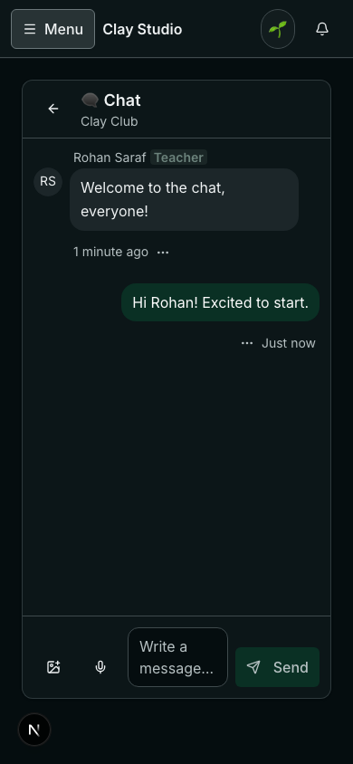 A student's phone in the community chat