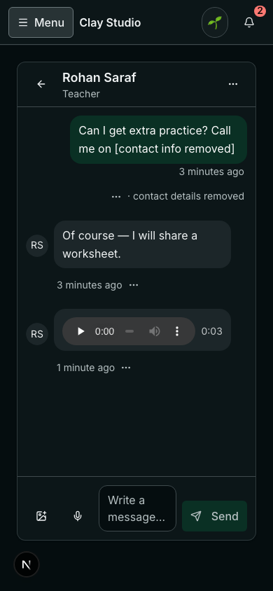 A conversation with a voice note