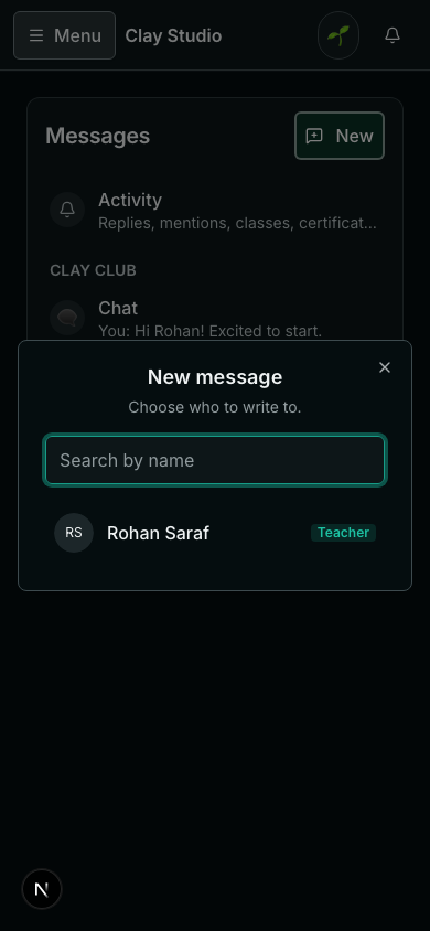 New message: the people this student may write to