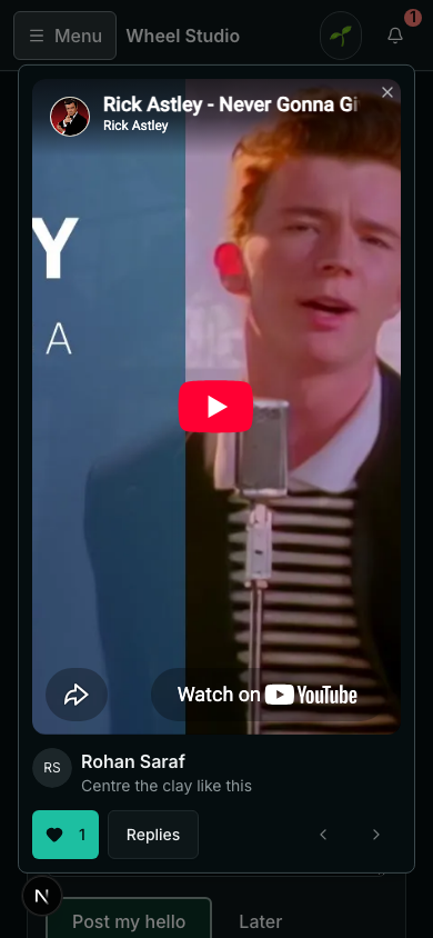 A Spark playing full screen on a phone