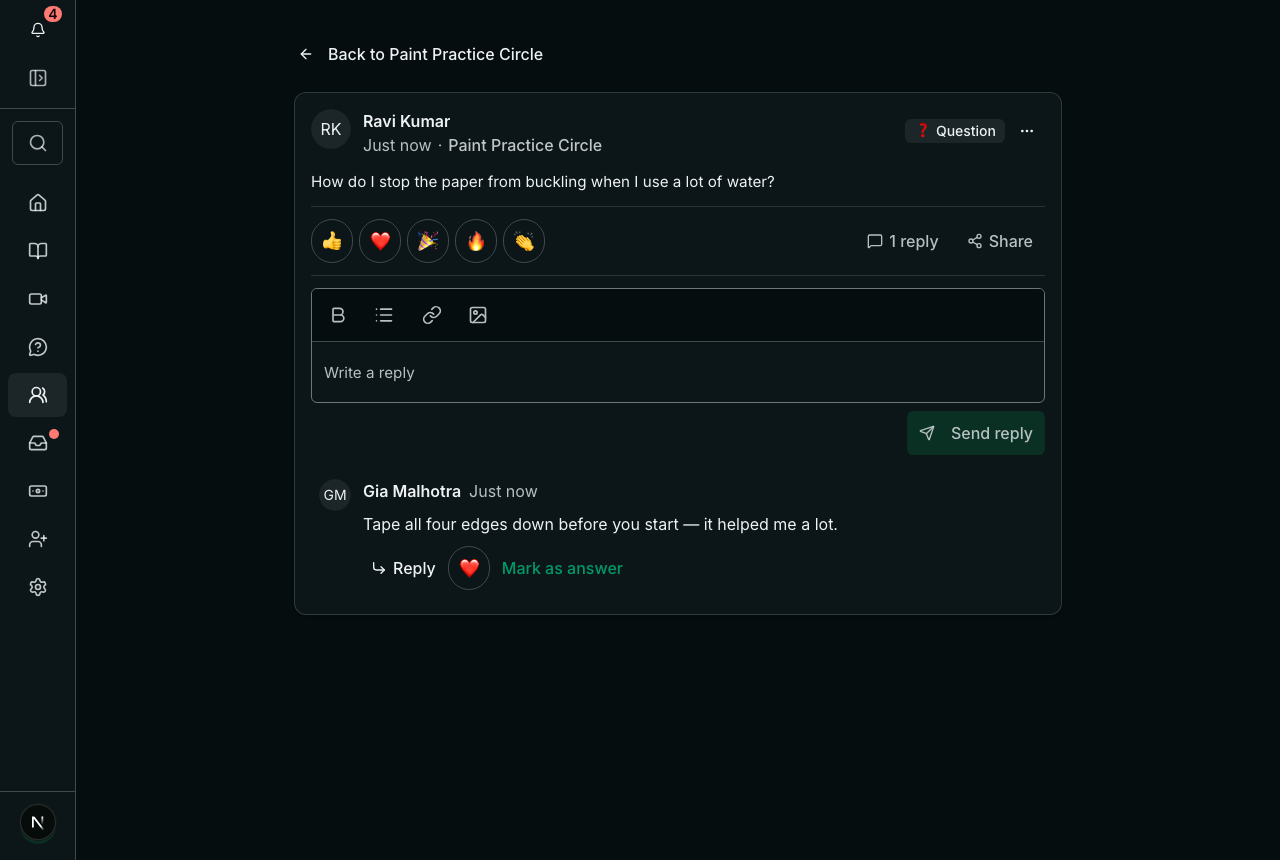 A single post on its own page with its reply thread and the box to reply