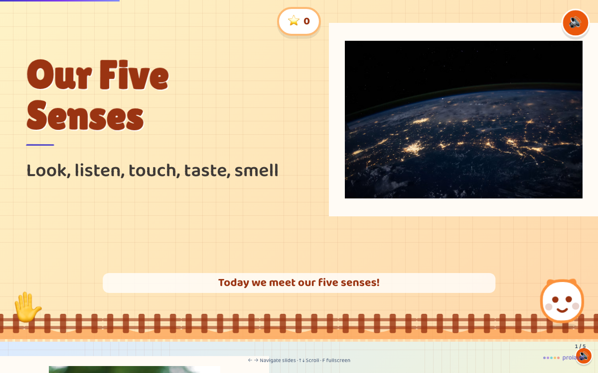 The Farm look — a slide from the same Five Senses lesson