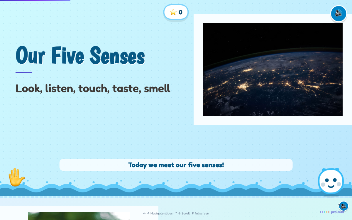 The Ocean look — a slide from the same Five Senses lesson