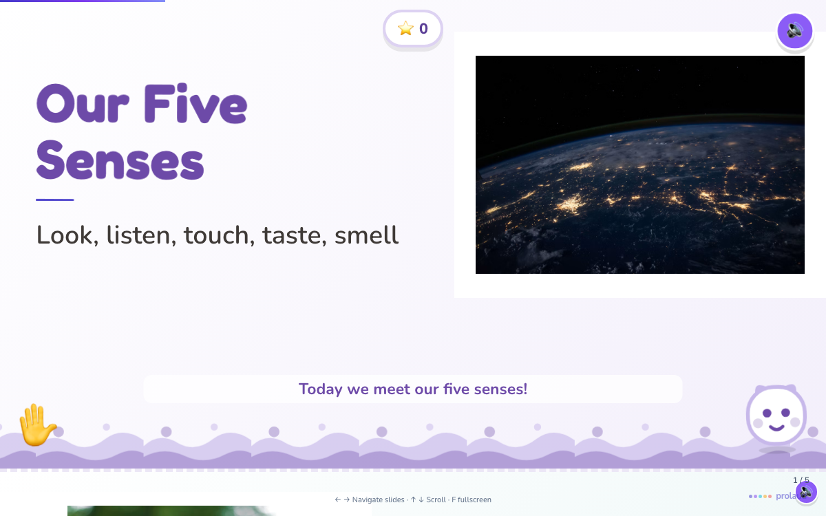 The Soft shapes look — a slide from the same Five Senses lesson